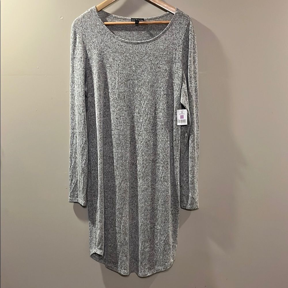 Cozy Gray Knit Long Sleeve Dress